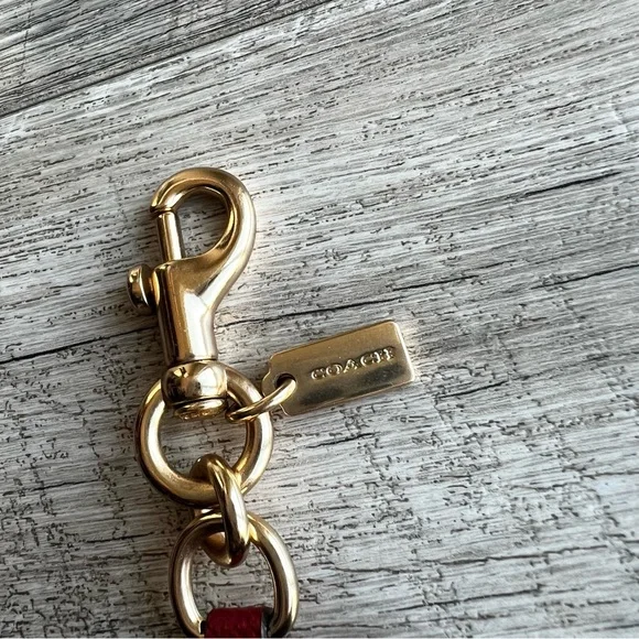 Coach Red Leather Photo Album Bag Charm with Gold Accents Key Charm